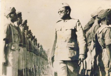 Netaji Subhas Chandra Bose reviewing the troops of Indian National Army - 1940's