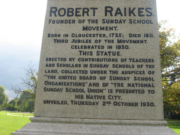 Inscription on the tomb of Robert Raikes. 