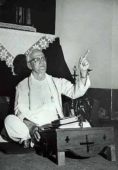 Rev. E. Stanley Jones giving one of his sermons at Sat Tal Ashram, India.