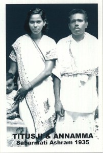 Titusji and his wife Annama with daughter Aleyamma at Sabarmati Ashram 1935